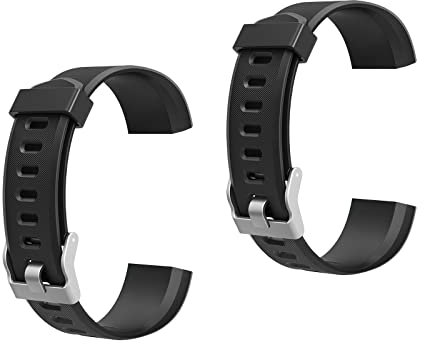 Asslye Replacement Watchband for ID115Plus HR Smart Watch, Replaceable Strap Length Adjustable, for ID115Plus HR Smart Watch (2 Pcs Black)
