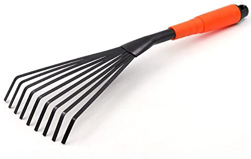 NINGVIHE Garden Rake,Hand Rake,Rake for Gardening,Mini Grass Rake,Horse Poo Picker,Ergonomic Grip for Comfort and Control Professional Hand Tools (small rake), Multi