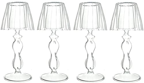 Sziqiqi 4 Stück Teelichthalter Glas - Elegante Kerzenständer Candlelight-Dinner Kerzenleuchter Windlichter Tischdekoration für Hochzeit Esstisch Badezimmer Geburtstag Party Deko