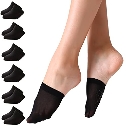 Yilanmy 6 Paar Zehensocken Damen Unsichtbare Halbsocken Atmungsaktive Rutschfeste Vorfußsocken Zehentopper Liner für High Heels