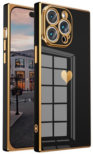 Tzomsze Quadratische Schutzhülle für iPhone 14 Pro Max, niedliche Hüllen, vollständiger Kameralinsenschutz, verstärkte Ecken, Bumper-Abdeckung, iPhone 14 Pro Max Handyhülle [6.7 Zoll] – Schwarz