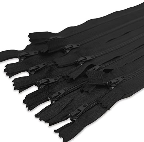 MARARDI [Packung 10] Reißverschlüssen [Schwarz] Nylon [30 cm] Nähen und Basteln zum Kleidung Taschen Stoff für Nähmaschine Patchwork Plastik Baumwolle Zipper mit Metallreißverschluss