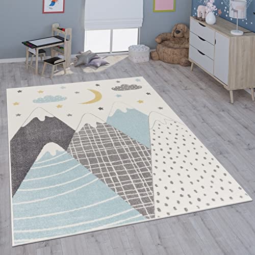 Paco Home Kinderteppich Teppich Kinderzimmer Mädchen Jungs Verschiedene Motive Und Größen, Grösse:160 cm Rund, Farbe:Blau