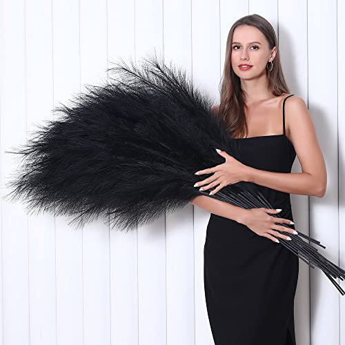 8 Stück 114,3 cm hohes Kunst-Pampasgras Dekor, großes künstliches schwarzes Pompöses Gras, lange künstliche Pompas für Bodenvasenfüller, Hochzeit, Babyparty, Zuhause und Boho-Dekor (schwarz)