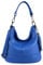 OBC Made in Italy Damen Leder Tasche Umhängetasche Shopper Schultertasche Handtasche Crossbody Hobo Bag Crossover Ledertasche Damentasche Fransen Königsblau
