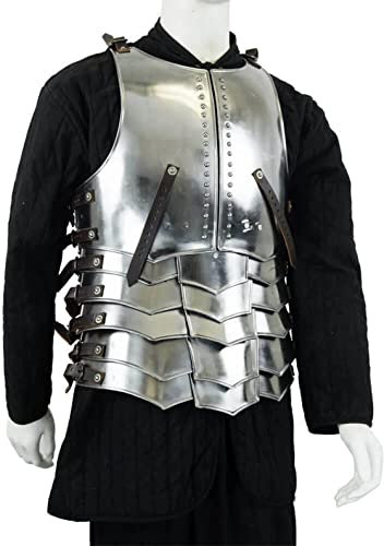 Mittelalterlicher Brustpanzer aus Stahl mit Quasten, Ritterplatte, tragbar, LARP, Kampf, historische Nachstellung, Halloween-Kostüm