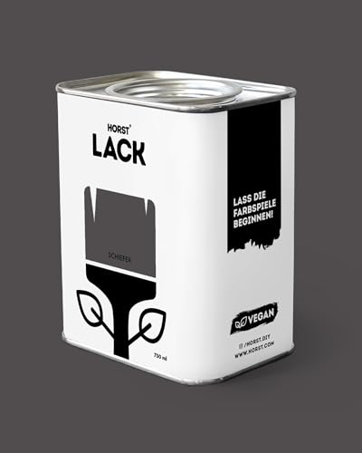 HORST Lack Schiefer matt 3L - Wetterfester Möbel-Lack für Holz, Metall & Kunststoff - Hohe Deckkraft - Geruchsneutral- Spritz- & Tropffrei - Vegan - Grau