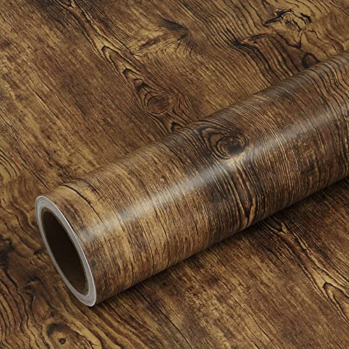 VEELIKE Papel Adhesivo para Muebles Madera Vintage Papel Pintado Autoadhesivo Marrón Madera Papel Adhesivo Forrar Muebles Cocina Armarios Dormitorio Papel de Pared Salon Baño Impermeable 40cm×300cm