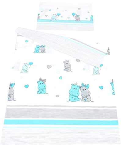 Babylux Bettwäsche Bezug 2 TLG. 100 x 135 cm / 90 x 120 cm Kinderbettwäsche Bettwäsche Kind Bettset Baby Babybettwäsche (108. Hippo Beige, 90 x 120 cm)