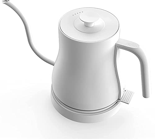 ANIFM WYZQ Electric Gooseneck Kettle 0.8L Coffee Kettle Household Tea Kettle 100% Stainless Steel Auto Lock Inside 360°gree Swivel Base White,kettle Comfortable anniversary