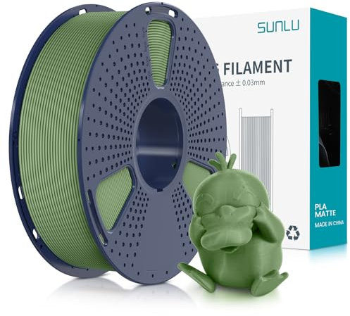 SUNLU Matte PLA Filament 1.75mm, 3D Drucker Filament mit Matter Oberfläche, Neatly Wound Filament, Einfach zu Bedienen, 1kg(2.2lbs) Spule PLA Filament für FDM 3D Drucker, Matte Olivgrün
