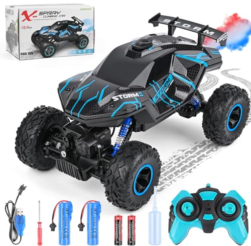 Weinsamkeit Voiture Télécommandée Tout Terrain Drift, 1:16 Voiture Telecommandé Enfant, Voitures RC Drift avec Lumière LED et Sprays, Cadeaux Jouets pour Enfants Garçons Fille 6 7 8 9 10 11 12 Ans