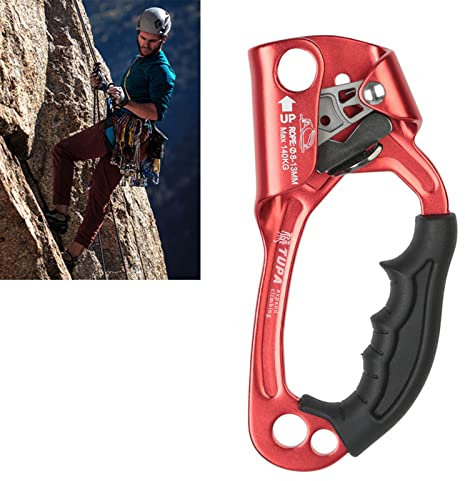 AMONIDA Rock Climbing Right Hand Ascender, Lightweight Multi Purpose Hot Forged Simple To Install Tree Hand Ascender Mg4Al3 for Travelling (Red)