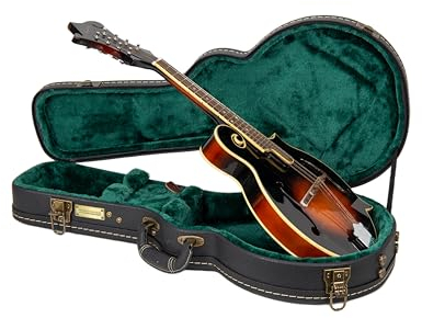 Crossrock F-Style Mandolina Hardshell Case, Vintage Hardware, Sponge Lining, Metal Feet, Storage Space-Black (CRW520MFBK)