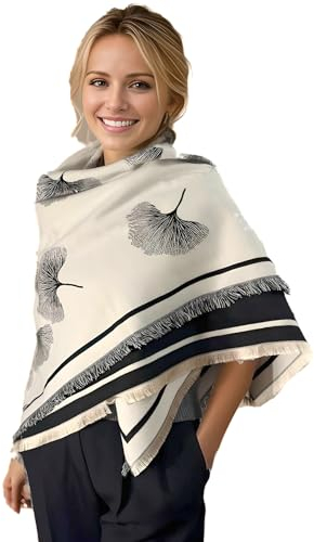 LA FERANI Damen Kaschmir Schal 130x130 groß dünn leicht Kaschmirschal beige Schwarz Stola Wollschal Business Style Klassik Damenschal (Model 2)