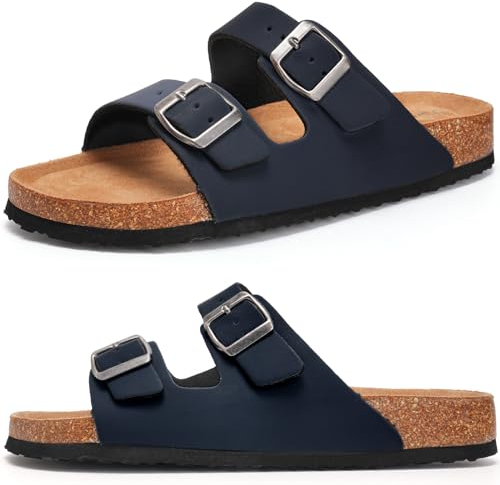 Torotto Herren Pantoletten Sandalen Hausschuhe Flache Latschen Sommerschuhe Erwachsene Schlappen Arbeitsschuhe Bequeme Classic(Blau,47 EU)