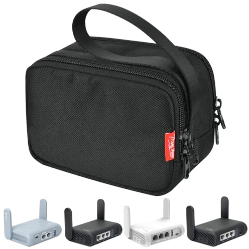 Travel Router Case for GL.iNet GL-MT3000/ GL-AXT1800/ GL-SFT1200/ GL-A1300/ TP-Link AX1500 Travel Routers, Portable WiFi Storage Holder,Waterproof Anti-Scratch Carrying Bag with Pocket For Accessories