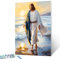 Tucocoo Holy Faith Sunrise - Kit de pintura por números, lienzo de 16 x 20 pulgadas, pintura al óleo para adultos con pinceles y pigmento acrílico, imágenes de Jesús caminando en la playa para
