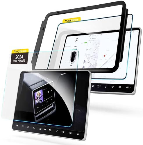magglass Designed for Tesla Model 3 Highland 2024 - Set of 2 Tempered Glass Screen Protectors for Front Seat and Back Screens
