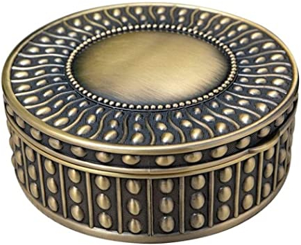 GOOPEEG Ohrring-Aufbewahrungsbox Goldene Schmuckschatulle Runde Metallschmuck Aufbewahrungsbox Handgefertigte Perlenspitze Schmuckschatulle Schmuck-Organizer