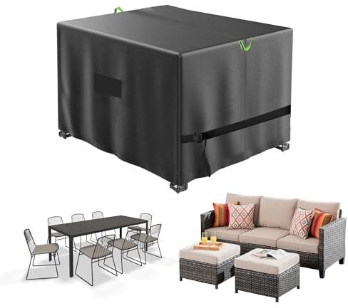 Neuradical Garden Furniture Cover - Waterproof Patio Sofa Covers, Oxford Fabric Cover for Outdoor Table & Chairs, Outside Cube Rattan Set Covers with Air Vent, Anti-UV - Tear Resistant 200x200x90cm