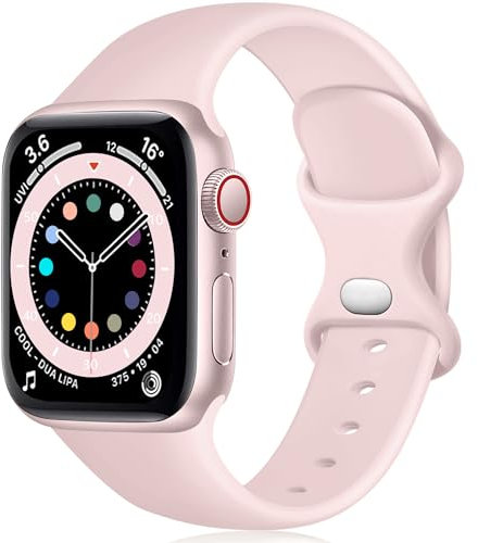 Epova Compatible con Correa Apple Watch 42mm 44mm 45mm 46mm 49mm, Mujer Hombre Silicona Pulsera para iWatch SE Series 10 9 8 7 6 5 4 3 2 1, Rosa Claro, Pequeño