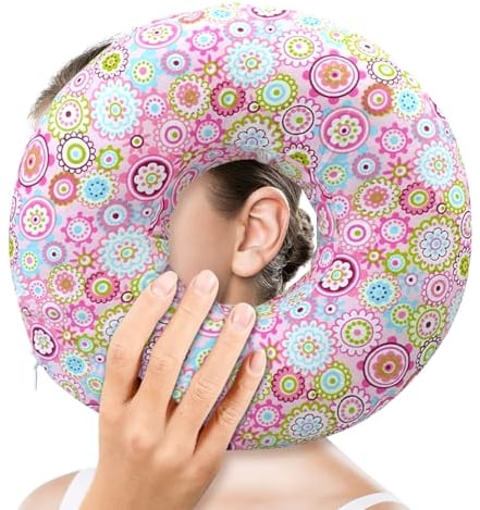 YANGUN Piercing Kissen mit Loch, Donut Kissen für Ohr Gegen Ohrenschmerzen, Ohrlochkissen, Piercing Kissen Ohrkissen, Piercing Kissen für Seitenschläfer, Ohrkissen Piercing für Ohrenschmerzen (Rosa)