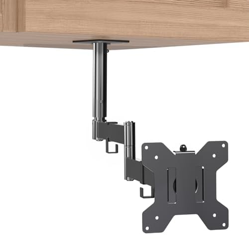 VIVO Under Cabinet Articulating 13 to 27 inch Single Monitor and Small TV Mount, Height Adjustable Long Extension Arm, Max VESA 100x100, Black, MOUNT-VC01A