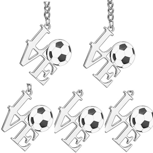 Ohsail European Cup 2024 LOVE Football Keychain European Cup Souvenir Football Gift for Football Fans, 5 Silver, S