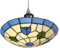 Stained Glass Easyfit Uplighter Pendant Lampshade, 30cm Tulip Design – Tiffany Style Ceiling Light Shade, Art Deco Vintage Lighting for Living Room, Bedroom, Hallway - Blue and Green