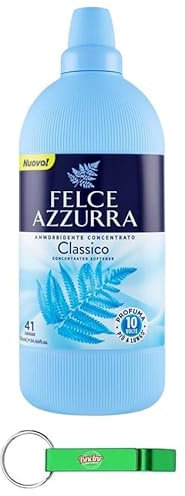 12 X Felce Azzurra – Ammorbidente Concentrato Classico – Profumo inconfondibile – 41 lavaggi – 1025 ml + Beni Culinari Portachiavi gratuito
