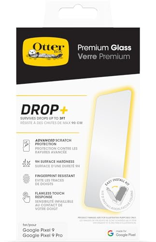 OtterBox Premium Glass Displayschutz für Google Pixel 9/9 Pro | Gehärtetes Glas, hervorragender Kratzschutz, übersteht Stürze bis zu 0,9 m