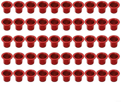 POLGDW Aluminium-Teller-Kerzenhalter, 50 Stück, Aluminium-Teller, Kerzenhalter, Kerzenhalter, Kerzenhalter, Rot, kleine flache Kanten, DIY