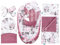 Lantigo Set für Neugeborene 6-teiliges Babynest Baumwolle mit Samt Baby Nestchen 95×55 cm inkl. Baby Kissen, Babydecke, Babyhörnchen, Erstausstattung Neugeborene Pink Flowers Pink