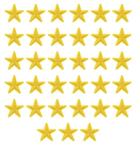 sourcing map 33 Pcs 5Star Patches Iron on Patches, Yellow Sew Embroidered Patches Appliques Embellishments 1.5IN Repair Patch for DIY Garment Craft Backpack Clothes Gift Decorations