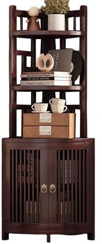 Eckschrank Küche Hoch Mit Türen Und Regalen 90°-Design 4/5 Stock Freistehender Eckschrank Aus Verbundplatte für Badezimmer, Küche, Wohnzimmer(32 * 32 * 126.5CM)