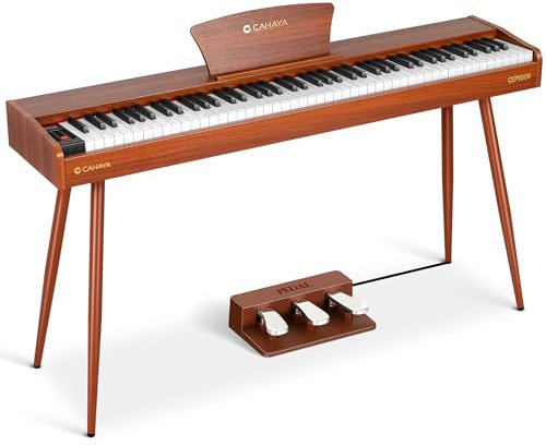 CAHAYA Digital Piano 88 Tasten - E-Piano Holz Voll Größe mit Gewichtete Tastatur, 3-Pedal-System, Hammermechanik - Home Digital-Pianos für Anfänger mit 380 Klängen, Unterstützt USB-MIDI