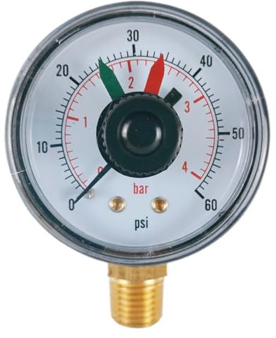 Messikator für Poolfilter-Tester Poolpumpe 0-60 Psi, wasserdichtes Zifferblatt | Wasserfilter Druckanzeige der seitlichen Halterung