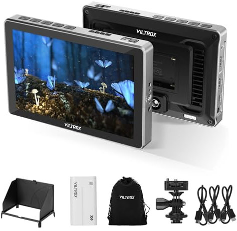 VILTROX DC-L1 7 Touchscreen Camera Field Monitor, 4K 60Hz HDMI Input/Output, 600 Nits Brightness, 1280x800 Camera Monitor with 3D LUT, Waveform, Peaking, False Color, Sunshade Hood, Battery
