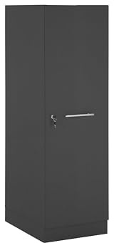 Laundreezy Mehrzweckschrank abschließbar Allzweckschrank Anthrazit | 50 x 162 x 68 cm (B/H/T), Stauraum für Staubsauger und Bügelbrett, Hauswirtschaftsraum, Waschküche