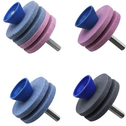 Fazvncv 4 piezas de piedras de afilado rápido para cortacésped, fácil de usar para taladro eléctrico, herramientas de jardín y hogar con piedra de corindón