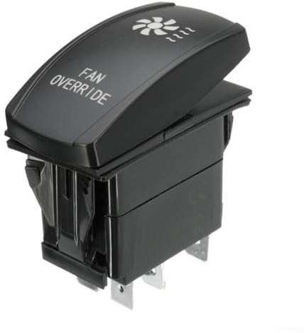 ZWEquipint 12 V 20 A 5-poliger Wippschalter mit roter LED, Lüfter-Übersteuerung, für ATV, UTV, Auto, wasserdicht, IP66, Ein-/Ausschalter, schwarzer Körper mit separater Erdung