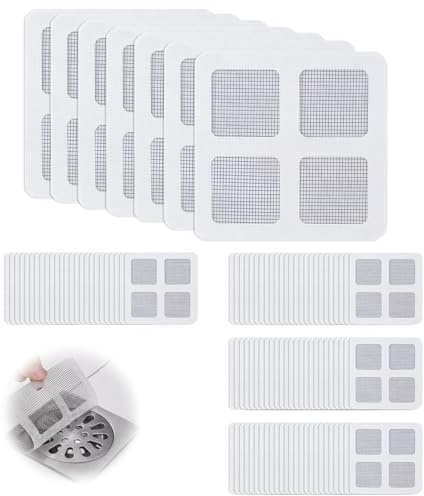 100 Piezas Rejilla Desague Ducha 10x10cm Atrapa Pelos Ducha Desechable Coladores de Desagüe Desechable para Drenaje Baño Cocina Fregadero Colectores Pelo Drenaje Pegatina Protección Anti-Atascos Pelos