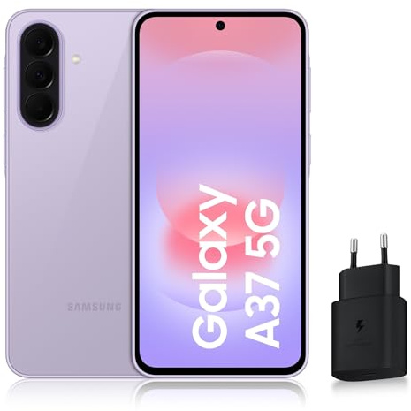 Samsung Galaxy A37 5G, Smartphone Android 5G avec l'IA accesible à Tous, 128 Go, RAM 6 Go, Chargeur Secteur Rapide 25W Inclus, Smartphone déverrouillé, Lavande, Version FR