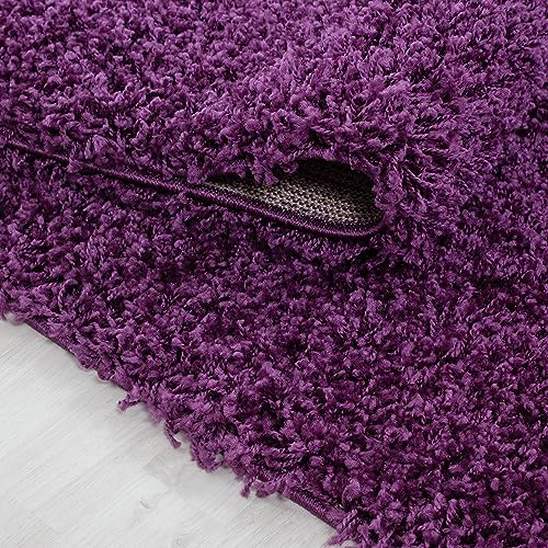 KADIMA DESIGN Hochflorteppich Einfarbig Uni Weich Flauschig Waschbar Strapazierfähig Langlebig Violett 80x80 cm Wohnzimmer Schlafzimmer Flur Fußbodenheizung geeignet Schadstoffgeprüft | RHEIN