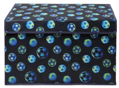 OHS Football Large Collapsible Storage Box with Lid Storage Basket, Navy | Wardrobe Storage Boxes Kids Toys Organiser Bin with Handles Book Box Foldable Storage Basket for Clothes Book Shelf Office