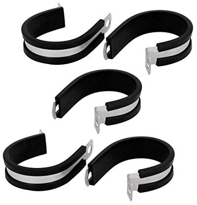 Sourcingmap 38mm Dia EPDM Rubber Lined P Clips Cable Hose Pipe Clamps Holder 5pcs