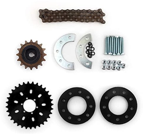 L-faster Bicycle Spoke Chain Wheel Bike Rear Wheel 32T Sprocket for Our Left Drive Motor Kit 16T Freewheel with Adapter for Motor MY1016Z (kit 1)