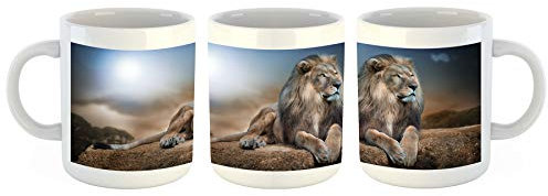 Unified Distribution König der Löwen Majestätisch - Tasse mit Motiv Bedruckt, 300ml C-Henkel. Tolles Geschenk für Büro, Küche, Geburtstag, Ihre Neue Lieblingstasse zum Frühstück