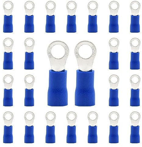 CEEYSEE 100 Pezzi Anello Capocorda Elettrico Terminale Connettori Elettrici Diametro Foro M4 Crimpare Connettori – Per Cavi Da 1,5 – 2,5 mm² (Blu/YPRL4)